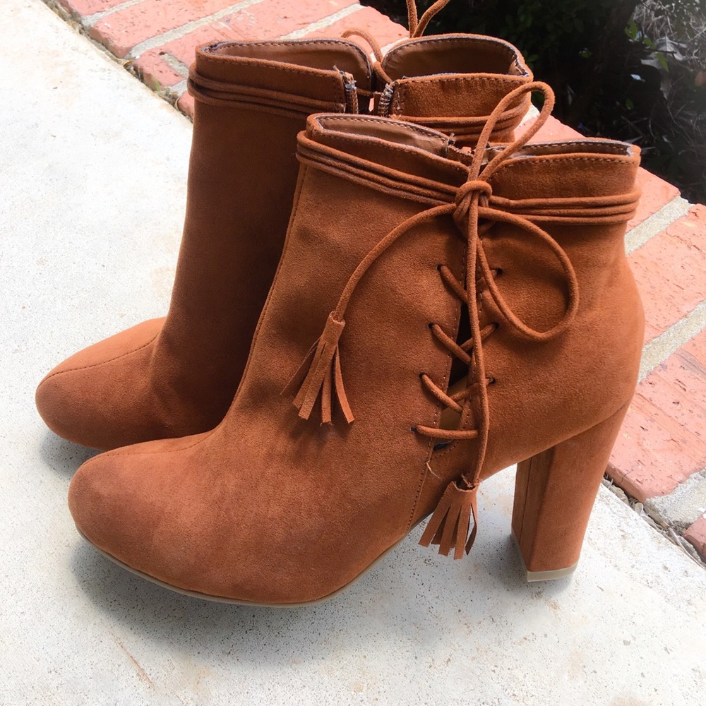 Rust faux suede booties